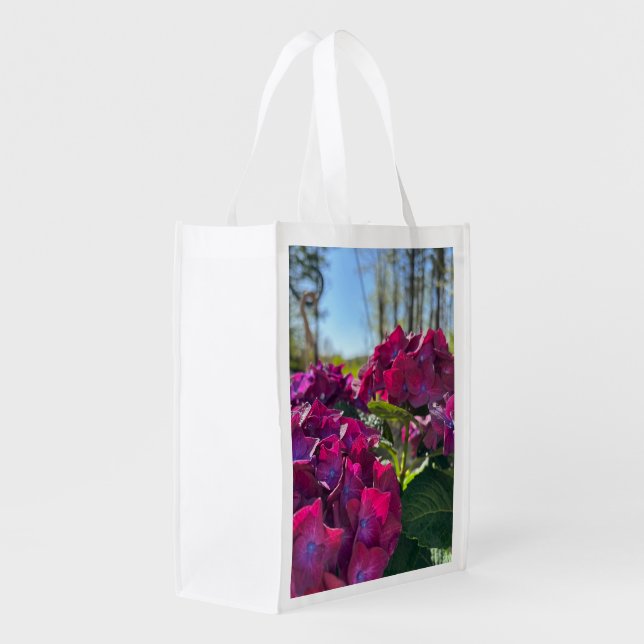 Beautiful purple hydrangea floral tote (Back Side)
