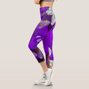 Beautiful purple iris capri leggings