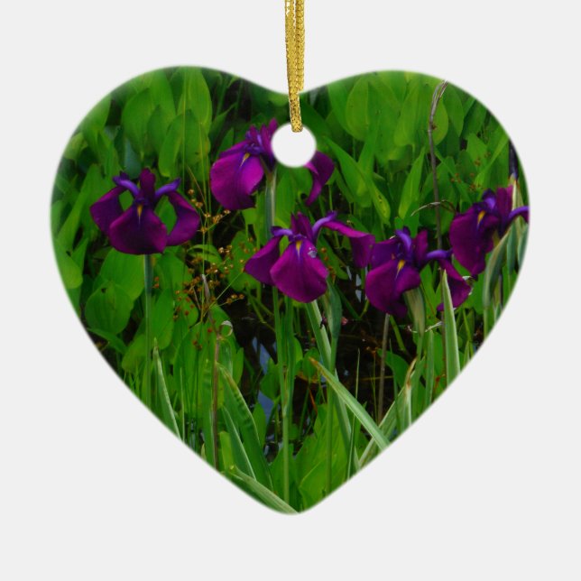 Beautiful Purple Iris Ceramic Ornament (Front)