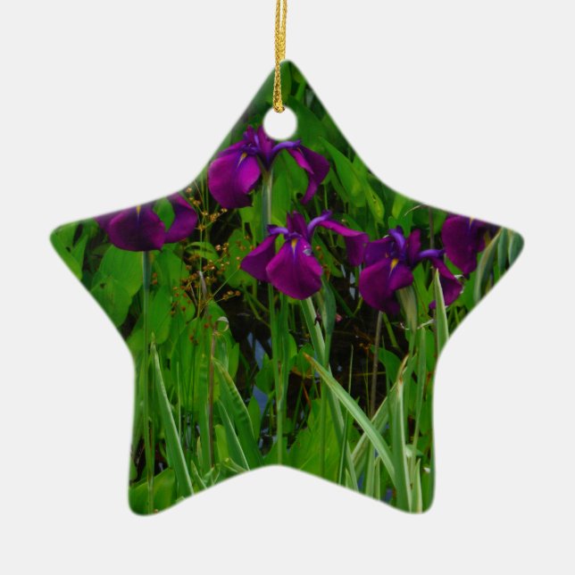 Beautiful Purple Iris Ceramic Ornament (Front)