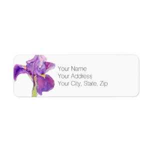 Beautiful Purple Iris Floral Return Address Label