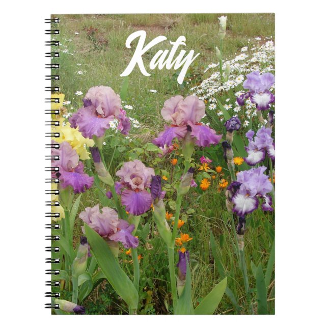 Beautiful Purple Iris Flower floral Customizable Notebook (Front)