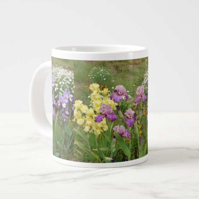 Beautiful Purple Iris Flower floral Garden Photo Giant Coffee Mug (Front Left)
