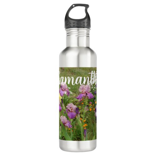 Beautiful Purple Iris Flower floral Garden Womans  Stainless Steel Water Bottle