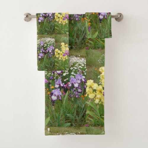 Beautiful Purple Iris Flower floral Photo Bath Towel Set