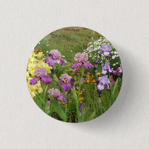 Beautiful Purple Iris Flower floral Photo Button