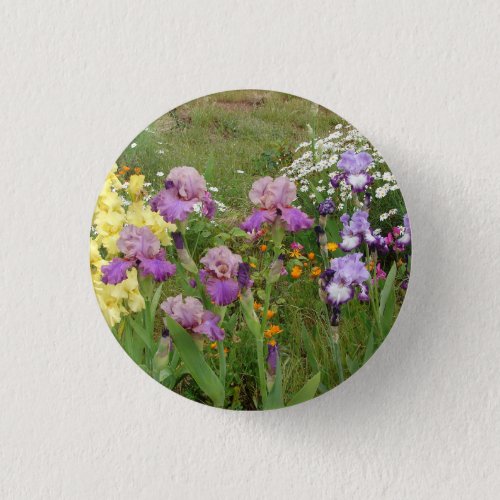 Beautiful Purple Iris Flower floral Photo Button