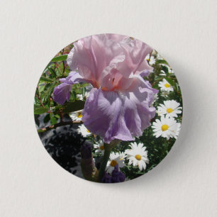 Beautiful Purple Iris Flower floral Photo Button