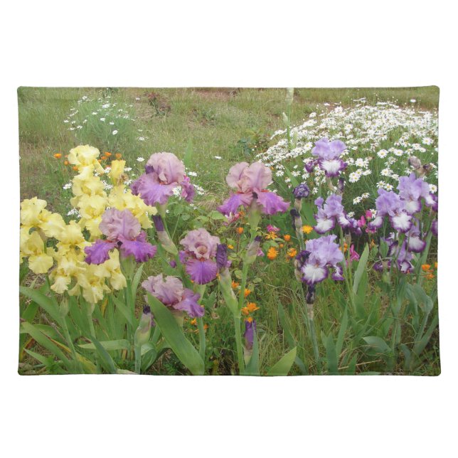 Beautiful Purple Iris Flower floral Photo Cloth Placemat (Front)