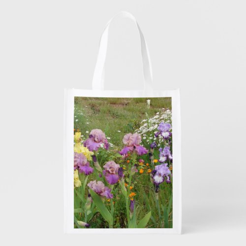 Beautiful Purple Iris Flower floral Photo Grocery Bag