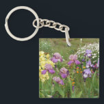 Beautiful Purple Iris Flower floral Photo Keychain<br><div class="desc">Beautiful Purple Iris Flower floral Photo,  with a fully customizable name. An original photo taken form my own garden.</div>