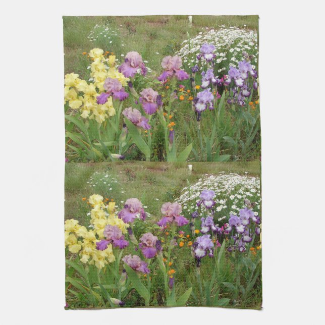 Beautiful Purple Iris Flower floral Photo Kitchen Towel (Vertical)