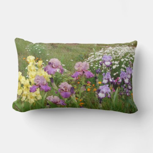 Beautiful Purple Iris Flower floral Photo Lumbar Pillow