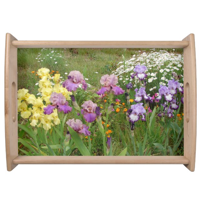 Beautiful Purple Iris Flower floral Photo Serving Tray (Front)