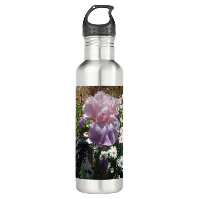 Beautiful Purple Iris Flower floral Photo Stainless Steel Water Bottle (Front)