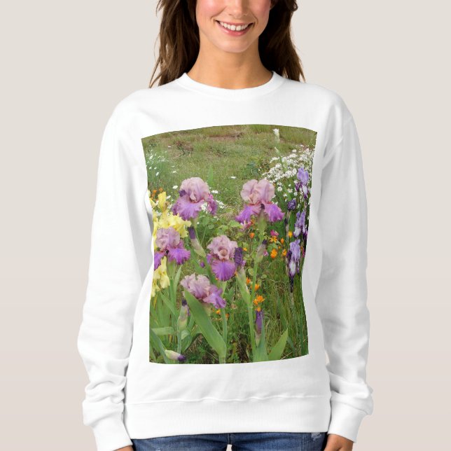 Beautiful Purple Iris Flower floral Photo Sweatshirt (Front)