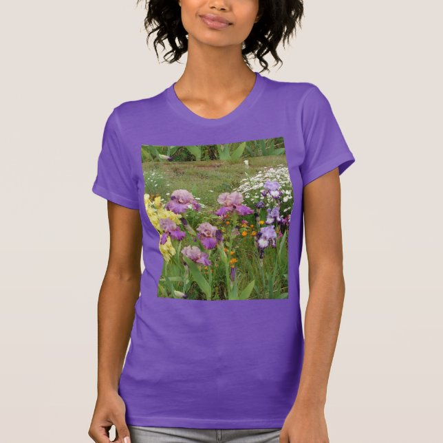 Beautiful Purple Iris Flower floral Photo T-Shirt (Front)