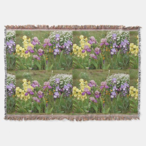 Beautiful Purple Iris Flower floral Photo Throw Blanket