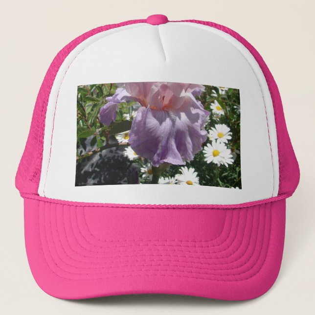 Beautiful Purple Iris Flower floral Photo Trucker Hat (Front)