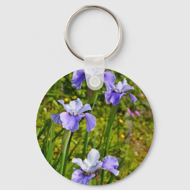 Beautiful purple iris flowers keychain (Front)