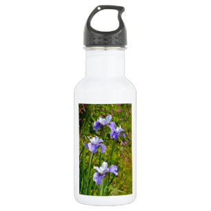 Beautiful purple iris flowers water bottle