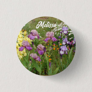 Beautiful Purple Iris Irises flower floral Garden Button