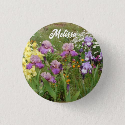 Beautiful Purple Iris Irises flower floral Garden Button