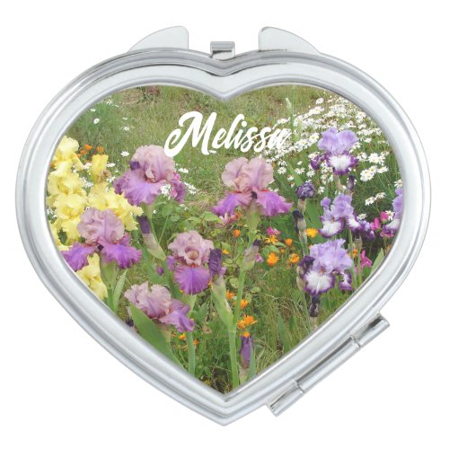 Beautiful Purple Iris Irises flower floral Garden Compact Mirror