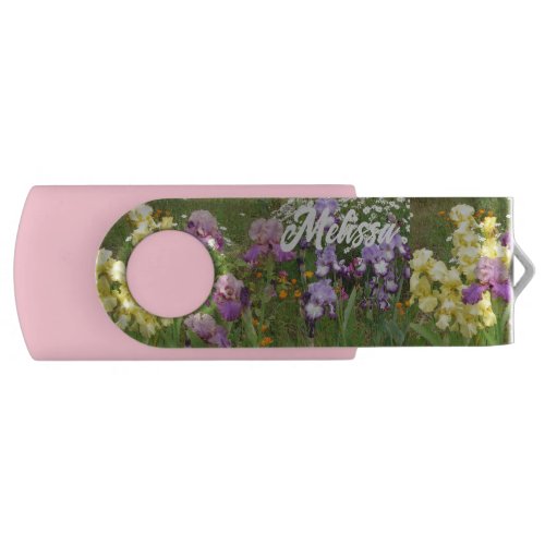 Beautiful Purple Iris Irises flower floral Garden Flash Drive