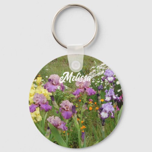 Beautiful Purple Iris Irises flower floral Garden Keychain