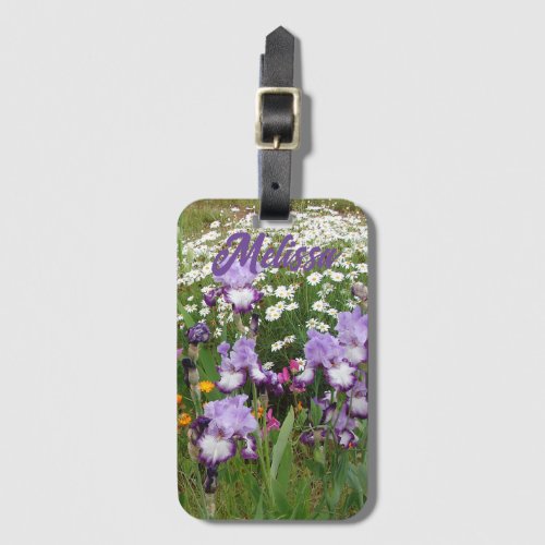 Beautiful Purple Iris Irises flower floral Garden Luggage Tag