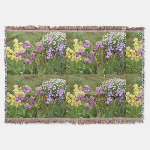 Beautiful Purple Iris Irises flower floral Garden Throw Blanket