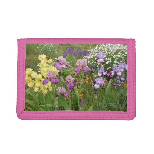 Beautiful Purple Iris Irises flower floral Garden Trifold Wallet