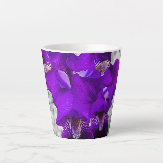Beautiful purple iris latte mug (Front)