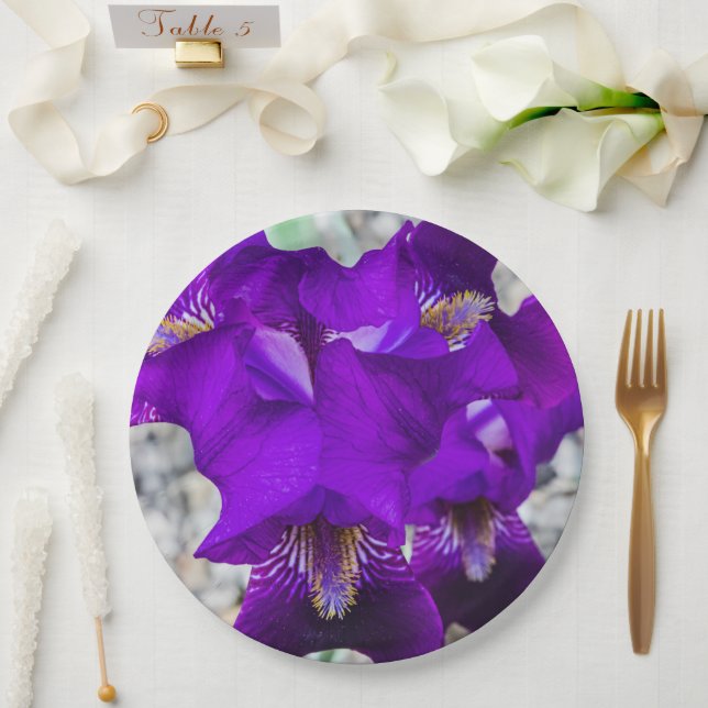 Beautiful purple iris paper plates (Wedding)