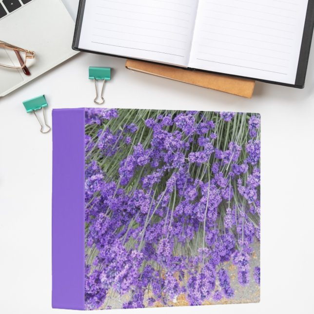 Beautiful Purple Lavender Blooms Floral 3 Ring Binder (In Situ Office)