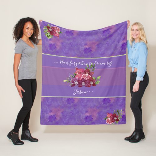 Beautiful purple lilac modern batik style custom f fleece blanket
