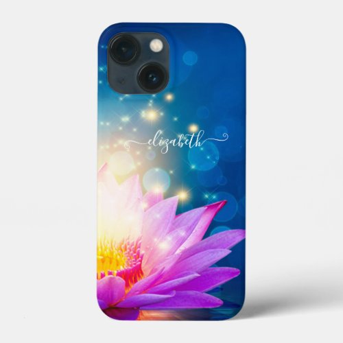 Beautiful Purple Lotus FlowerLake BlueZen  iPhone 13 Mini Case