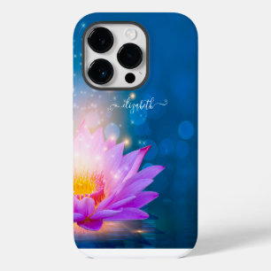 Beautiful Purple Lotus Flower,Lake, Blue,Zen iPhone 14 Pro Case