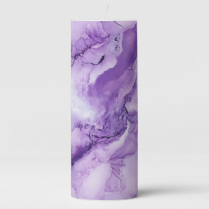 Beautiful Purple Marble Pillar Candle