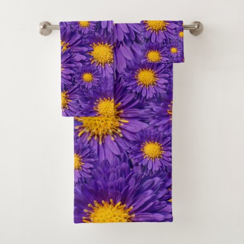 Beautiful Purple Michaelmas Daisies Bath Towel Set