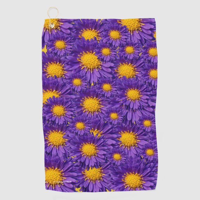 Beautiful Purple Michaelmas Daisies Golf Towel (Front)