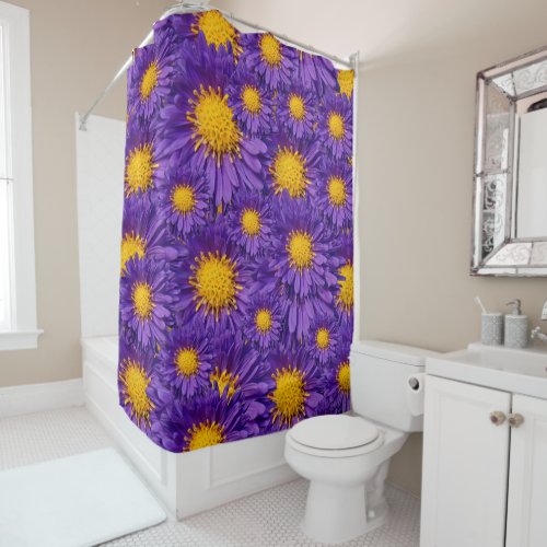 Beautiful Purple Michaelmas Daisies Shower Curtain