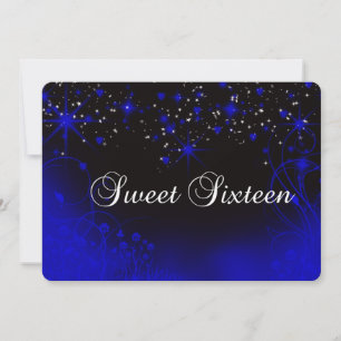 Beautiful Purple Neon, Stars, Sweet 16 Invitation