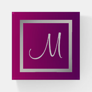 Beautiful Purple Ombre Silver Monogram Paperweight