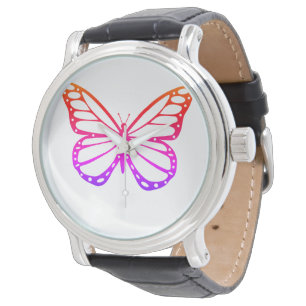 Beautiful Purple Orange Butterfly Watch