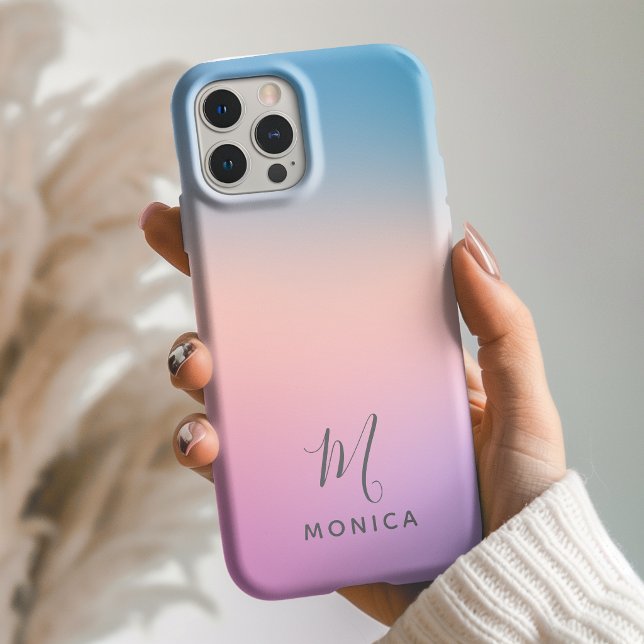 Beautiful Purple Peach Blue Gradient Personalized  Case-Mate iPhone Case (Creator Uploaded)