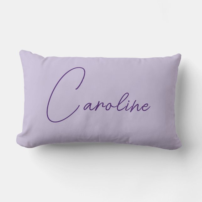 Beautiful Purple Personalized Purple Script Lumbar Pillow (Front)