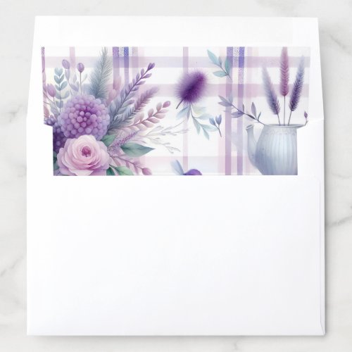 Beautiful Purple Pink Floral Leaf Plaid Pattern Envelope Liner