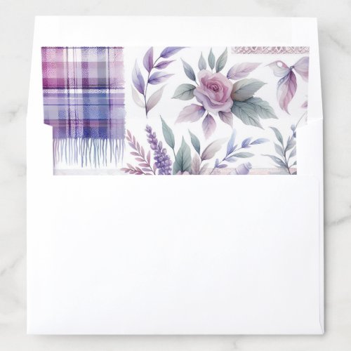 Beautiful Purple Pink Floral Plaid Scarf Pattern Envelope Liner